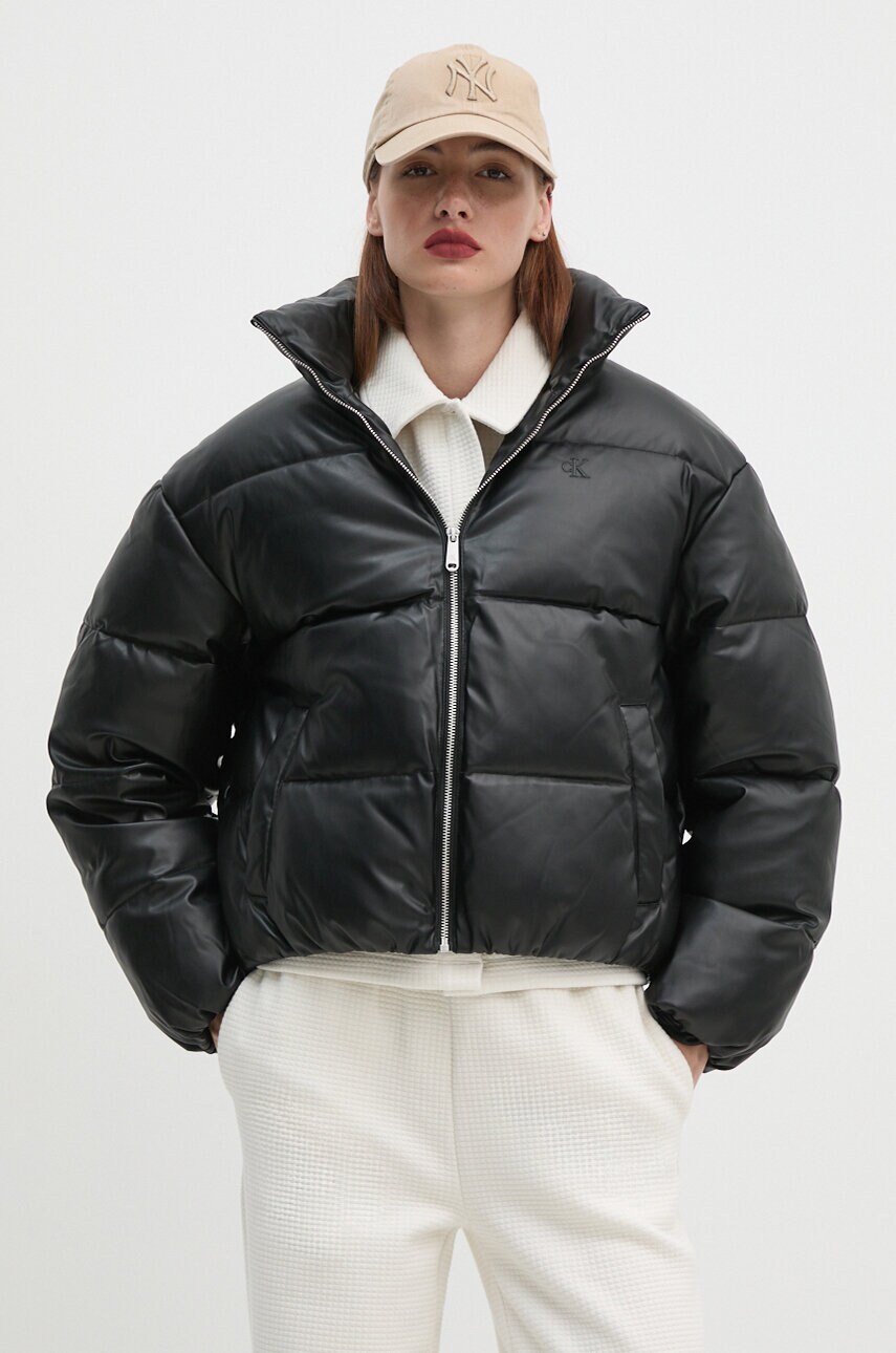 Levně Bunda Calvin Klein Jeans dámská, černá barva, zimní, oversize, J20J224111