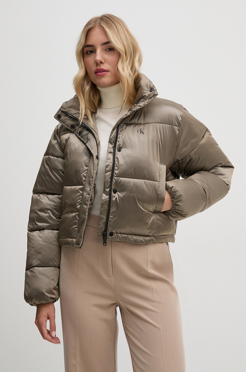 Куртка Calvin Klein Jeans жіноча колір сірий зимова oversize J20J224124 