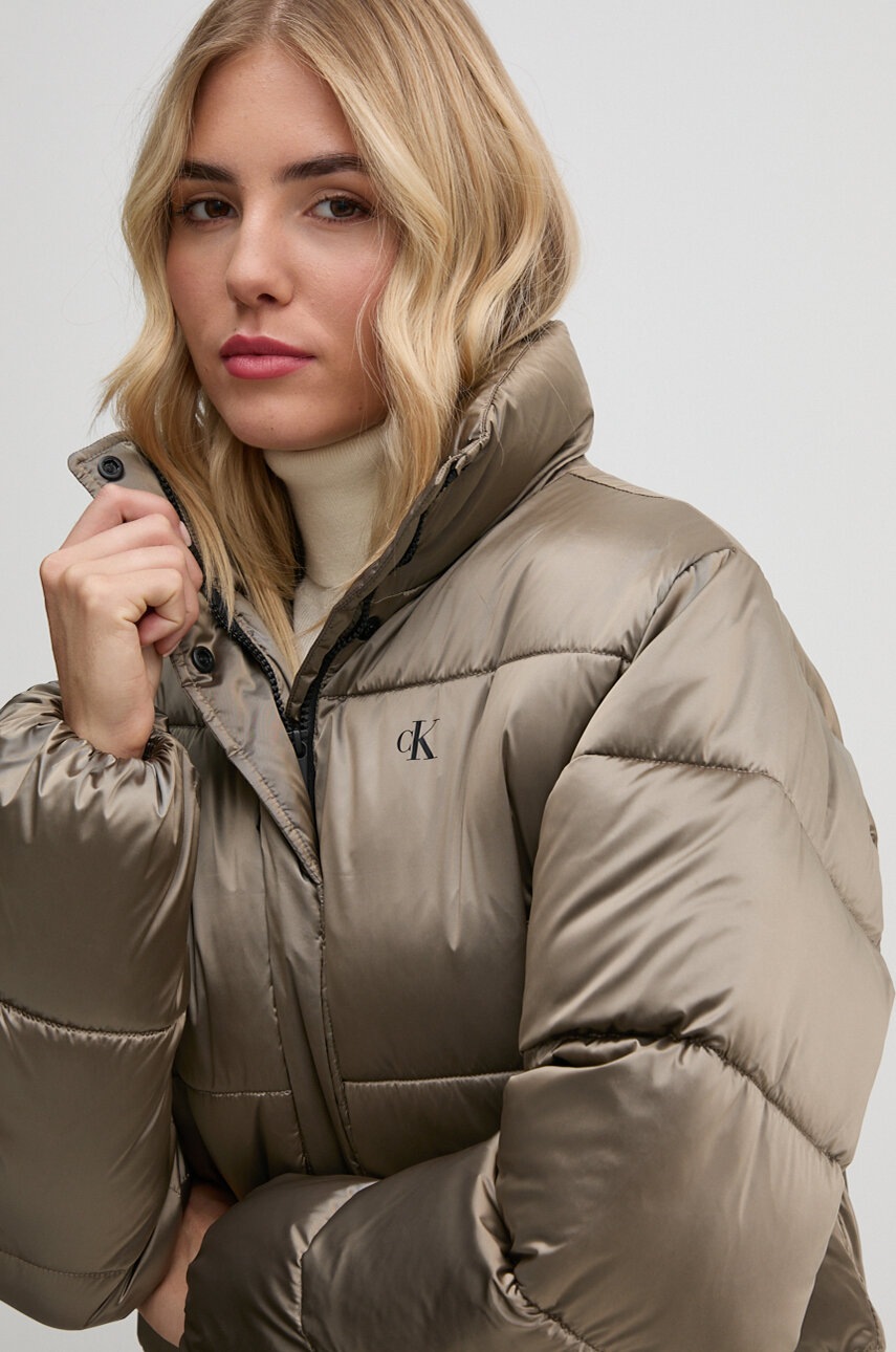 Куртка Calvin Klein Jeans жіноча колір сірий зимова oversize J20J224124 