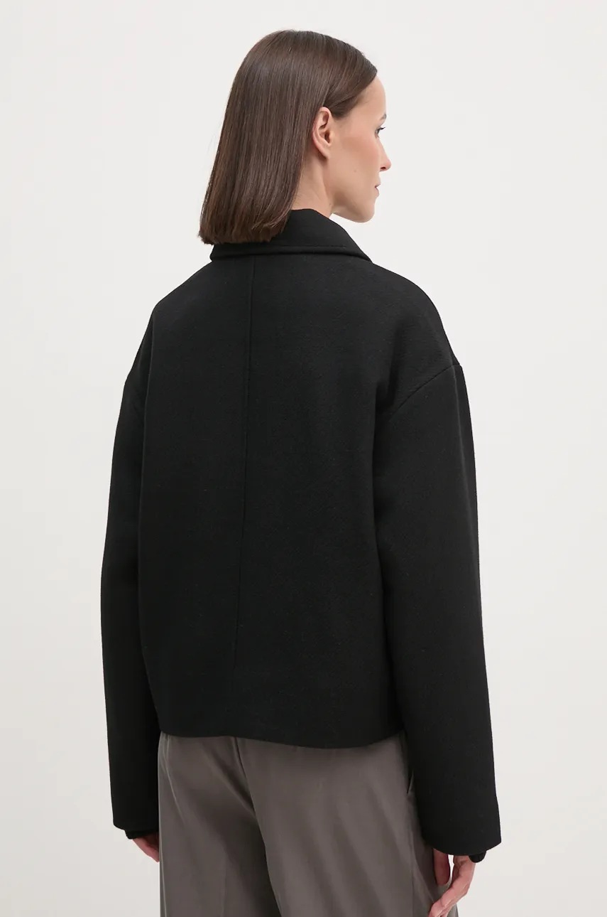 Вовняне пальто Calvin Klein Jeans колір чорний перехідне oversize J20J224128 