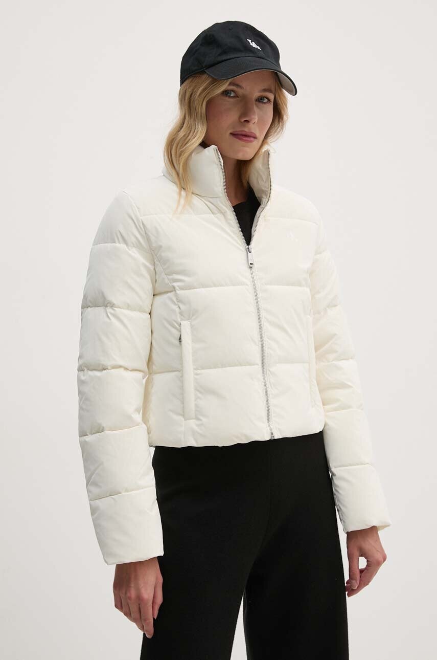 Levně Bunda Calvin Klein Jeans dámská, béžová barva, zimní, J20J224428