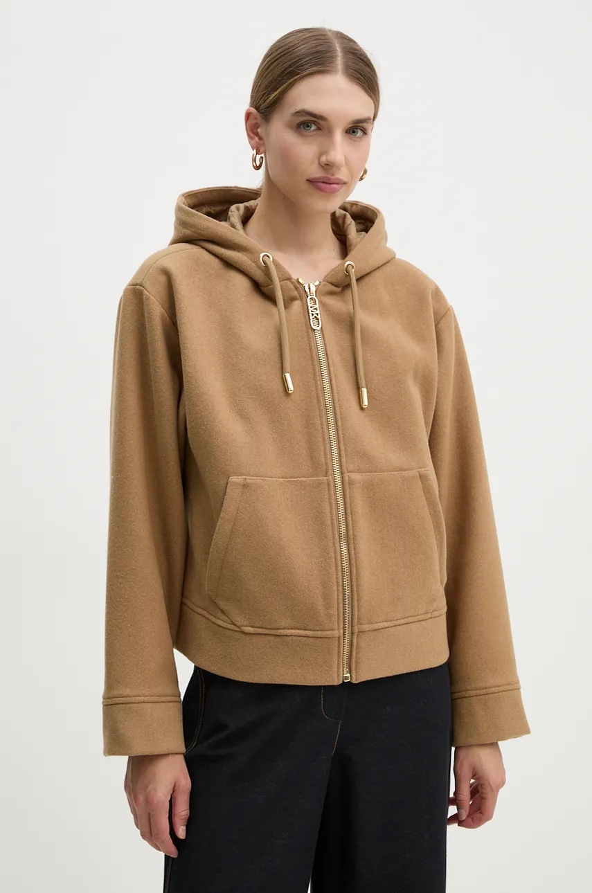 MICHAEL Michael Kors geaca de lana culoarea bej, de tranzitie, oversize, MF420FKBQA