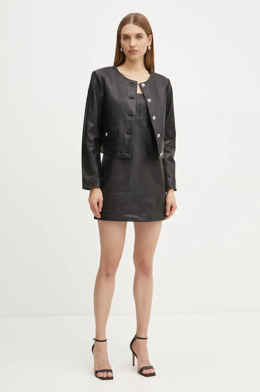 Кожаная куртка MICHAEL Michael Kors женская цвет чёрный переходная MF410AQFAF Кожаная куртка MICHAEL Michael Kors женская цвет чёрный переходная MF410AQFAF