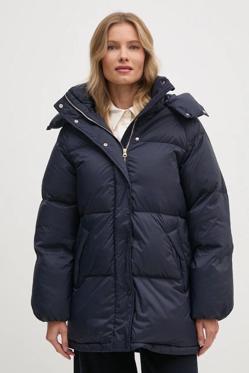 Gant geaca de puf femei, culoarea albastru marin, de iarna, 4700347