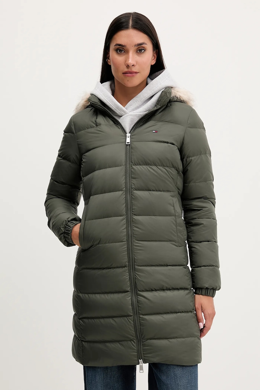 Tommy Jeans geacă de puf culoarea bej, DW0DW18864