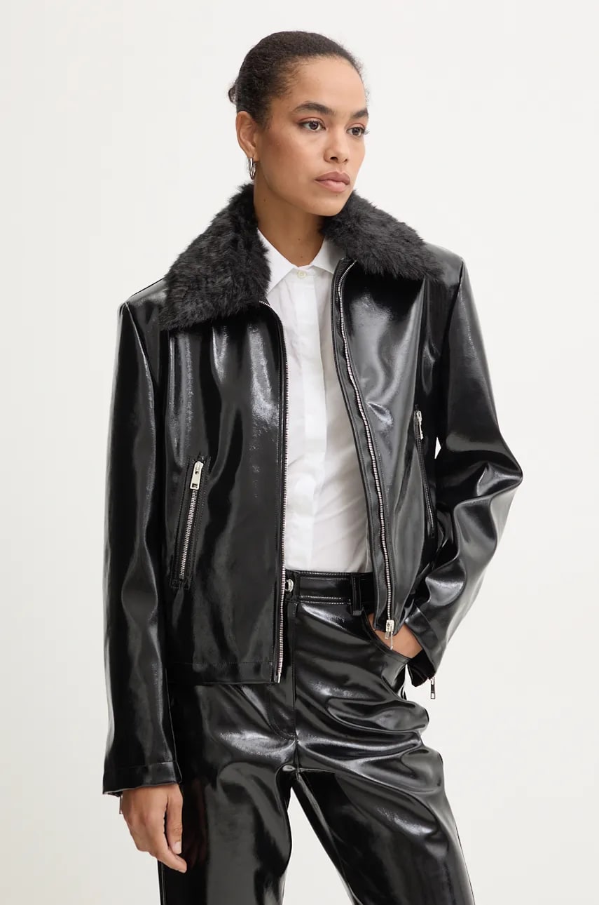 MSGM geaca femei, culoarea negru, de tranzitie, 3742MDH07X.247800 MSGM geaca femei, culoarea negru, de tranzitie, 3742MDH07X.247800