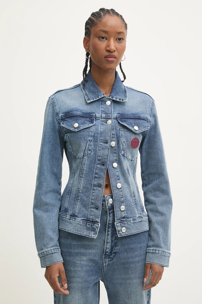 Moschino Jeans geacă din denim femei, culoarea bleumarin, de tranziție, A0510 8721 Moschino Jeans geacă din denim femei, culoarea bleumarin, de tranziție, A0510 8721