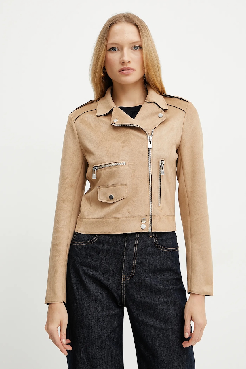 Morgan geaca ramones GOUSMI femei, culoarea bej, de tranzitie, GOUSMI