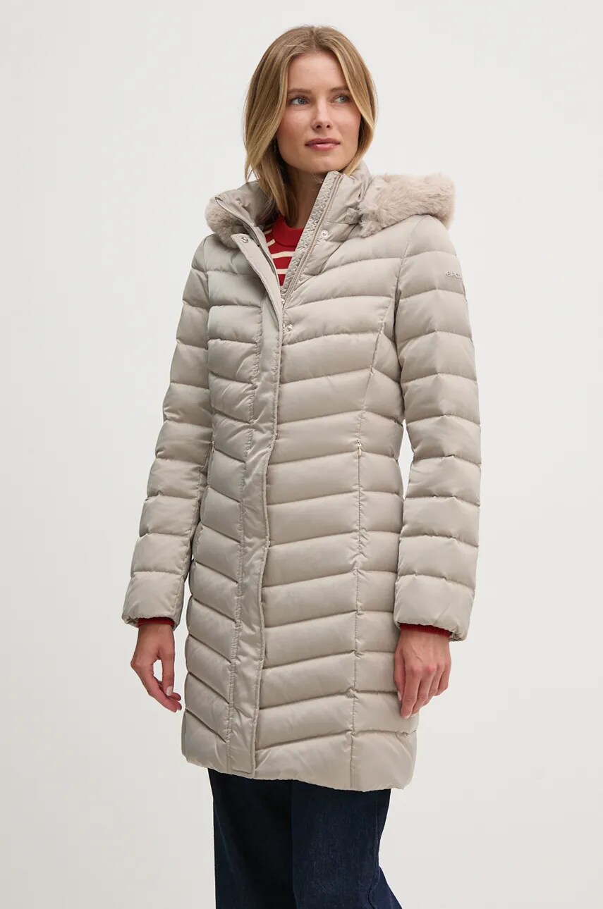 Geox geaca de puf femei, culoarea bej, de iarna, W4626H-T3122-F5025