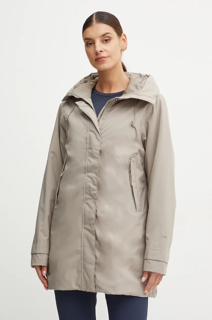 Helly Hansen geaca VICTORIA INS MID RAIN femei, culoarea gri, de tranzitie, 54101