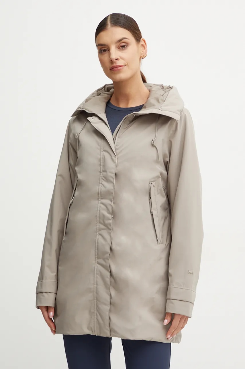 Helly Hansen geaca VICTORIA INS MID RAIN femei, culoarea gri, de tranzitie, 54101
