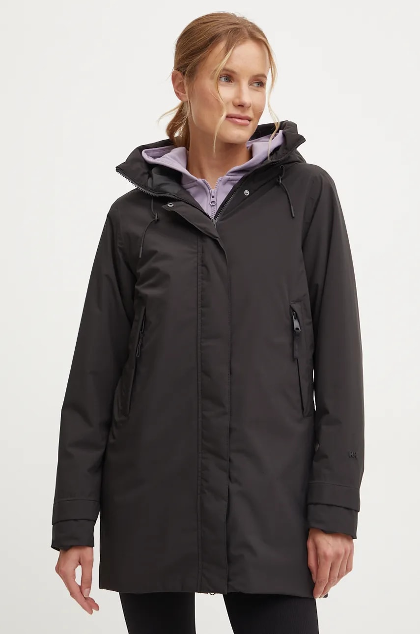 Helly Hansen geaca VICTORIA INS MID RAIN femei, culoarea negru, de tranzitie, 54101 Helly Hansen geaca VICTORIA INS MID RAIN femei, culoarea negru, de tranzitie, 54101
