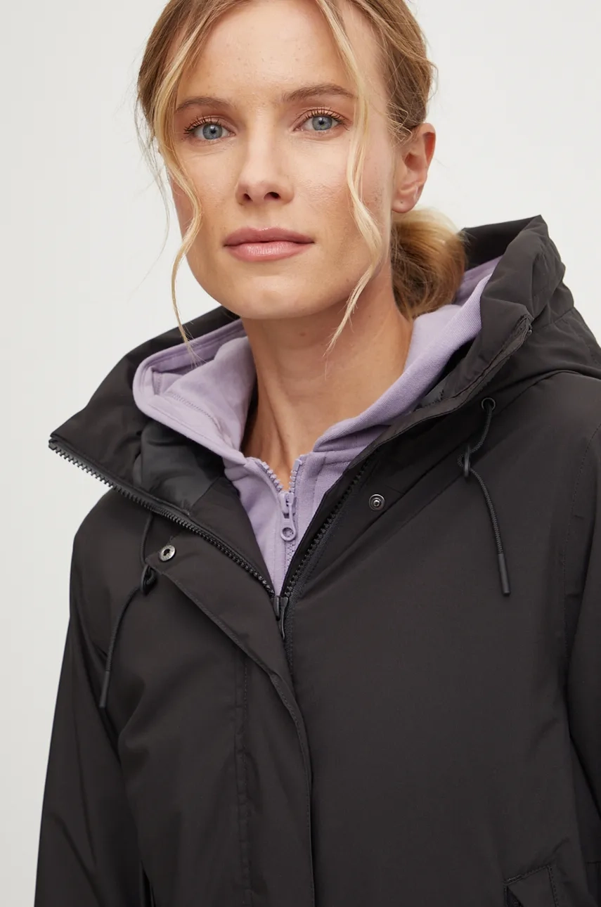 Jakna Helly Hansen VICTORIA INS MID RAIN Za žene, Boja: Crna, Za Prijelazno Razdoblje, 54101