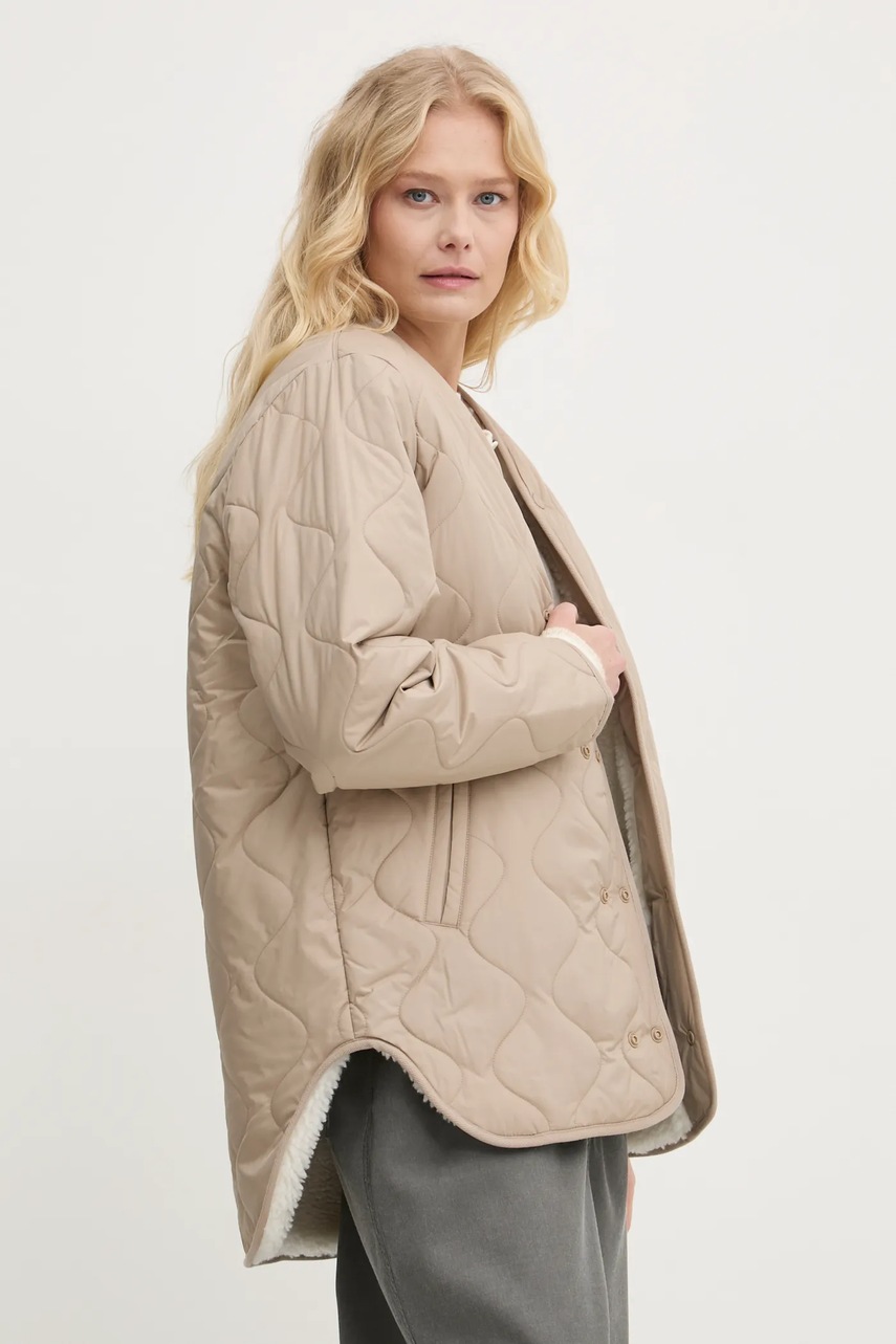 Converse geaca femei, culoarea bej, de tranzitie, oversize, 10026783-A01