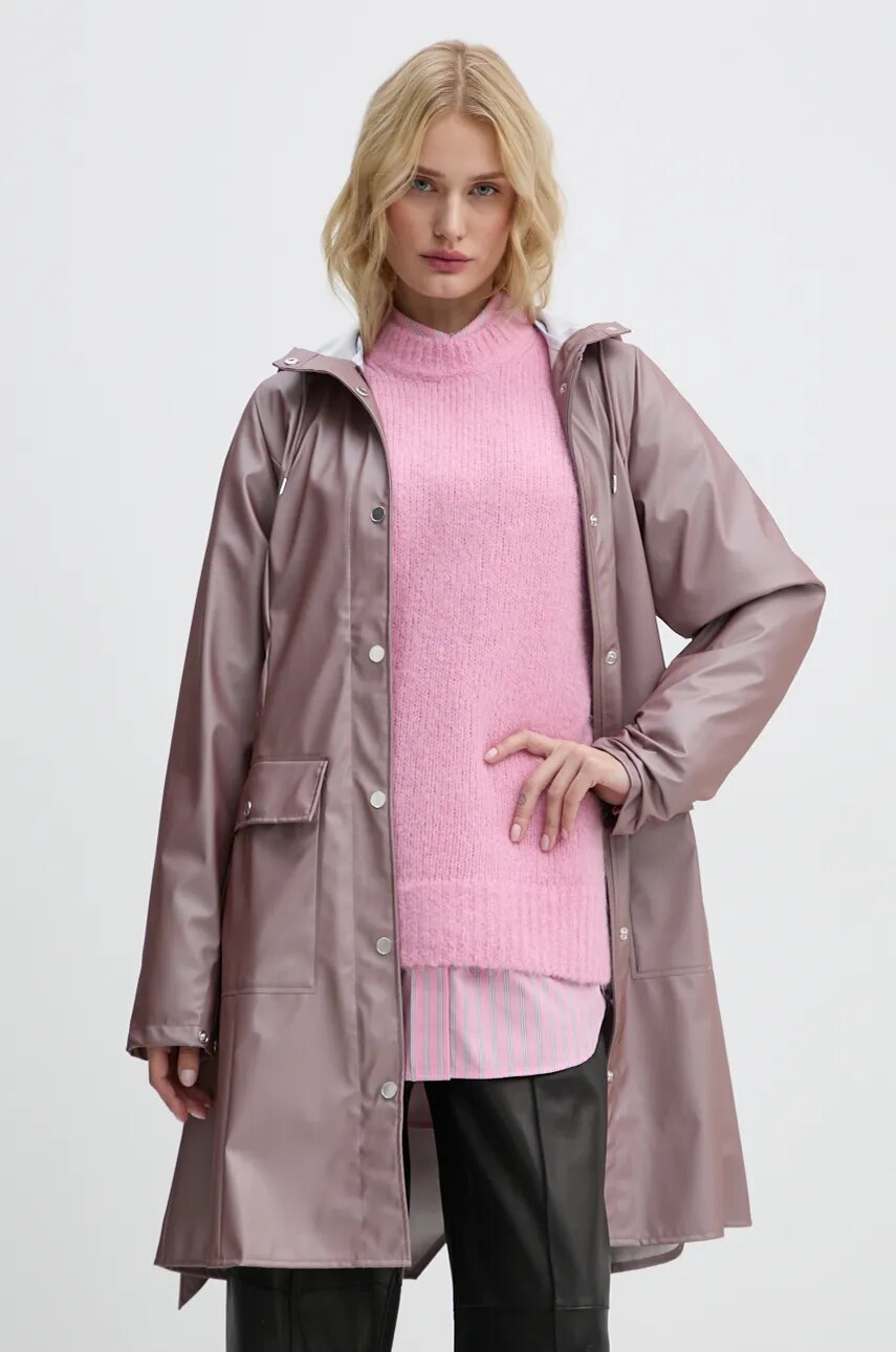 Rains geaca Curve Jacket W3 femei, culoarea violet, de tranzitie, 18130-37