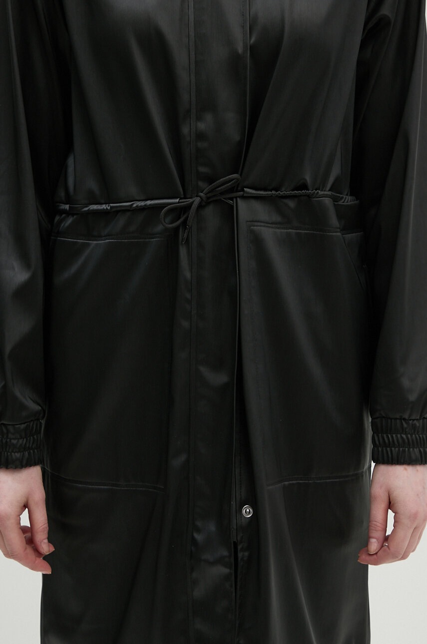 Парка Rains String W Parka W3 жіноча колір чорний перехідна 18550-84 