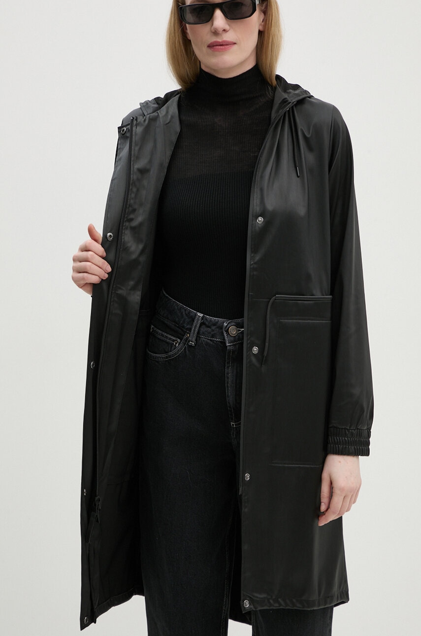 Парка Rains String W Parka W3 жіноча колір чорний перехідна 18550-84 