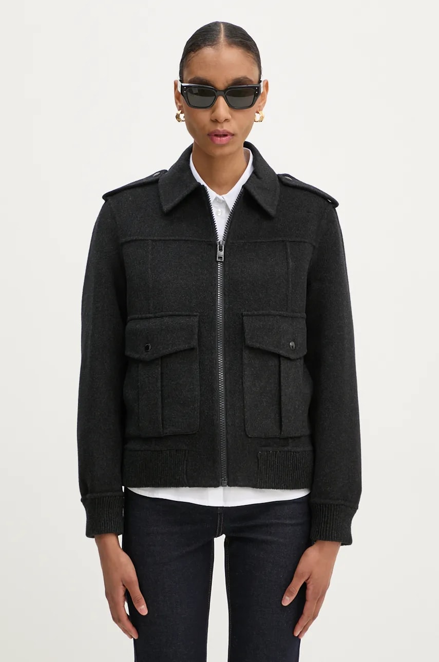 ZADIG&VOLTAIRE geaca de lana culoarea gri, de tranzitie, WWOW00648