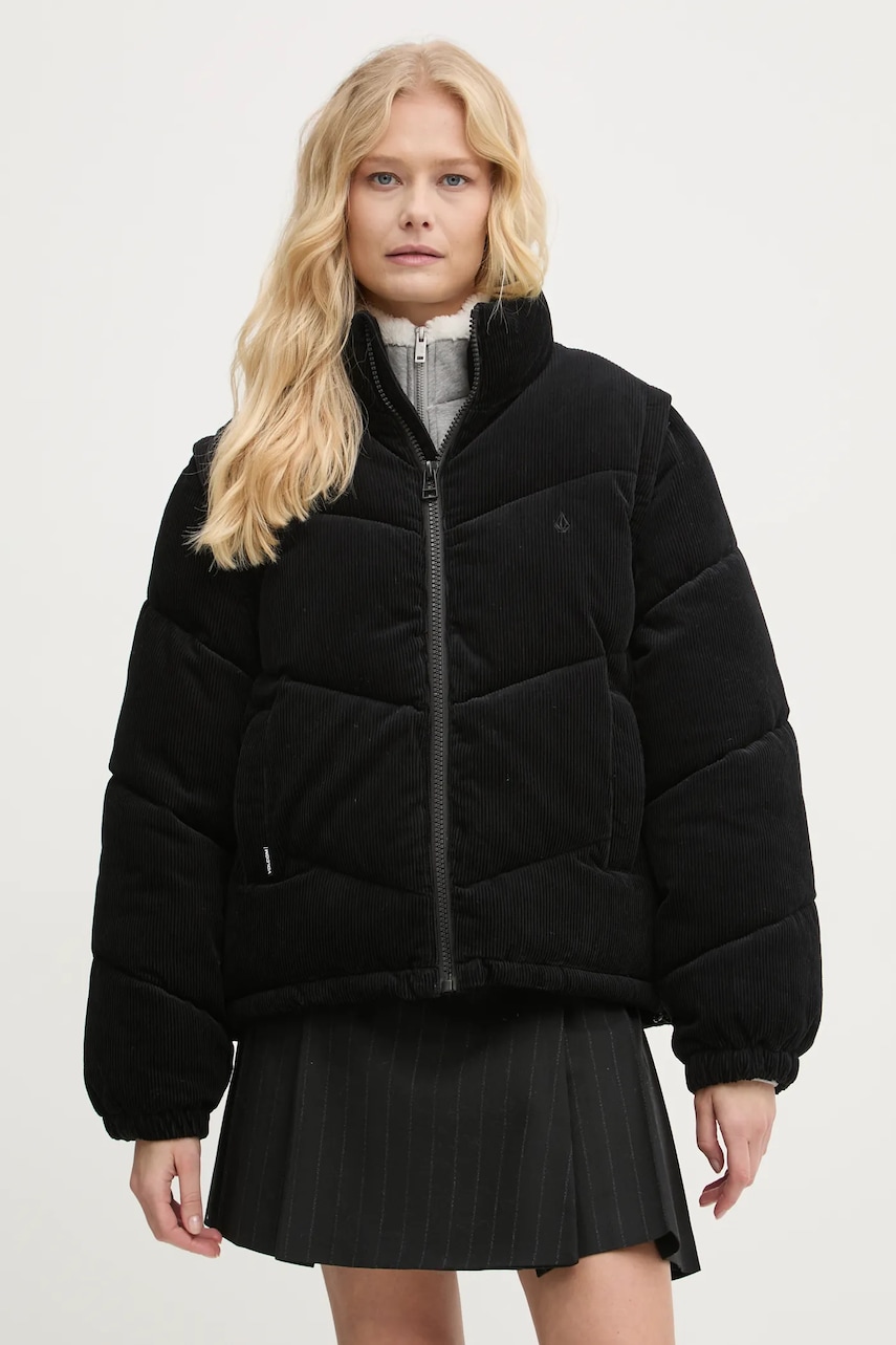 Volcom geaca femei, culoarea negru, de iarna, oversize, B1732300 Volcom geaca femei, culoarea negru, de iarna, oversize, B1732300