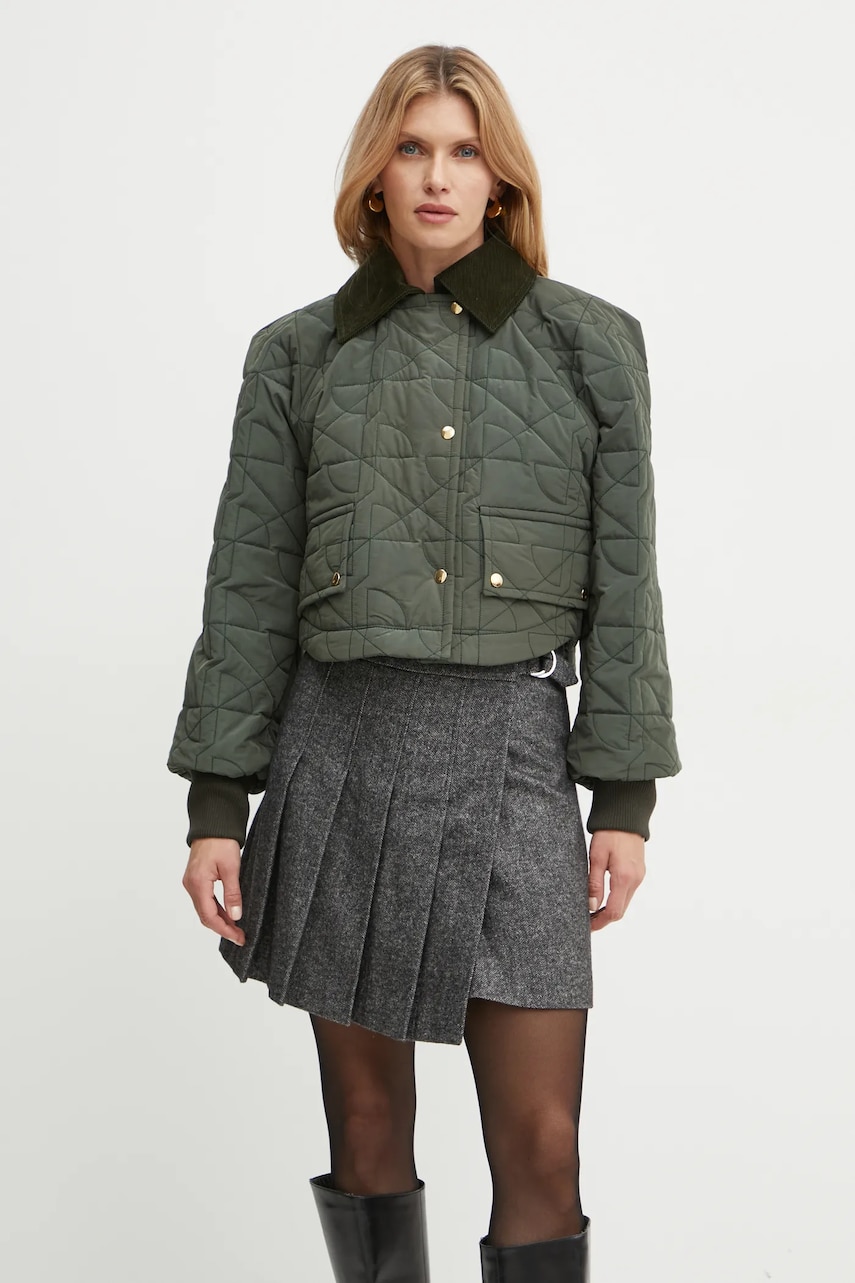 Patou geaca din amestec de lana culoarea verde, de tranzitie, oversize, OU0270188 Patou geaca din amestec de lana culoarea verde, de tranzitie, oversize, OU0270188