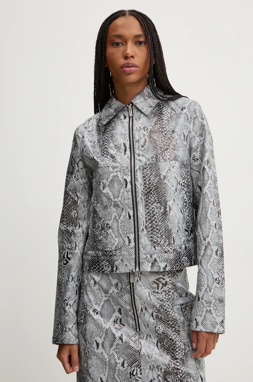 Karl Lagerfeld Jeans geaca femei, culoarea gri, de tranzitie, 246J1402