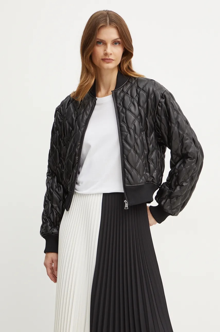 Karl Lagerfeld geaca bomber femei, culoarea negru, de tranzitie, 246W1509