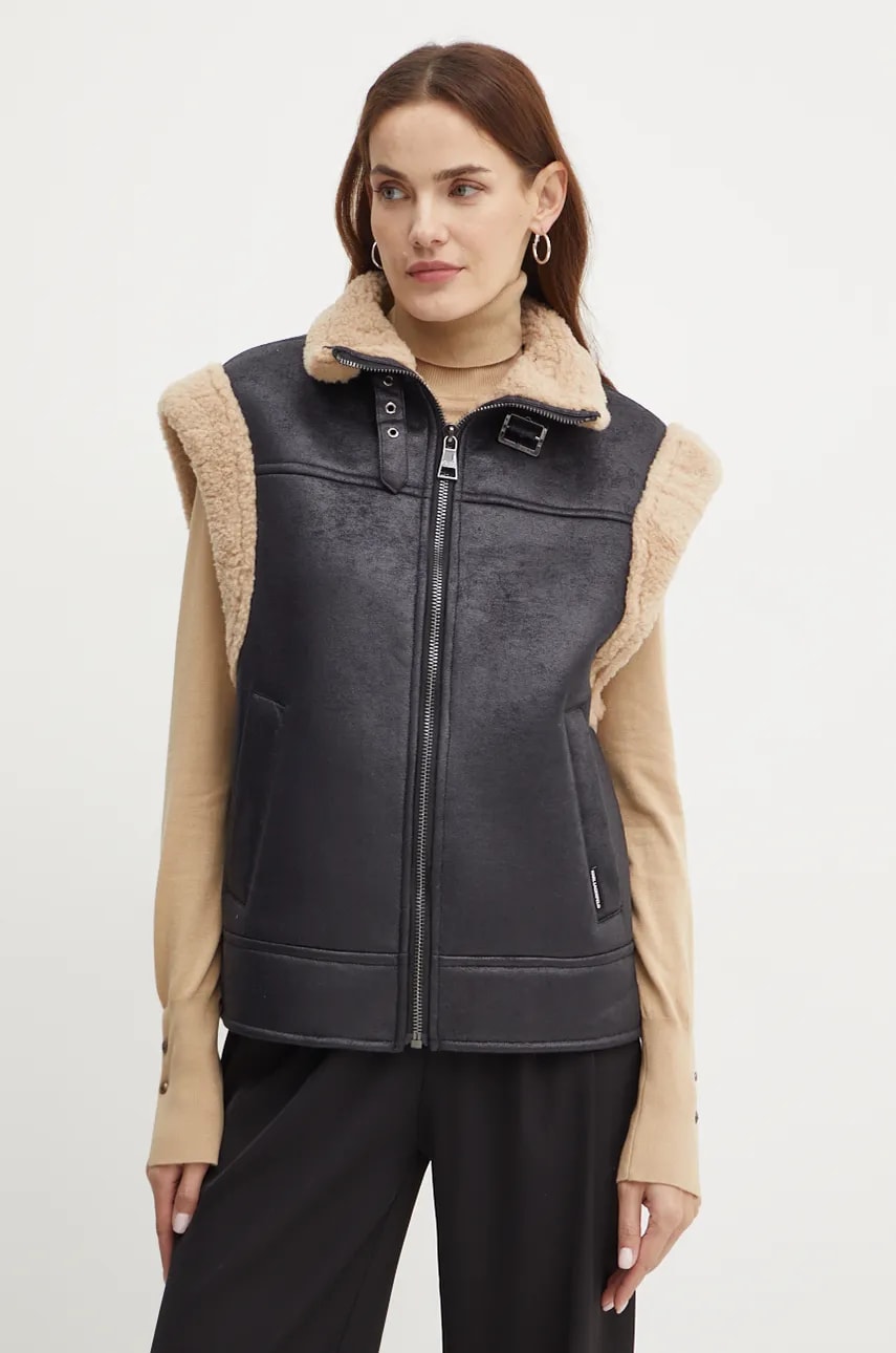 Karl Lagerfeld vesta femei, culoarea negru, de tranzitie, 246W1511 Karl Lagerfeld vesta femei, culoarea negru, de tranzitie, 246W1511