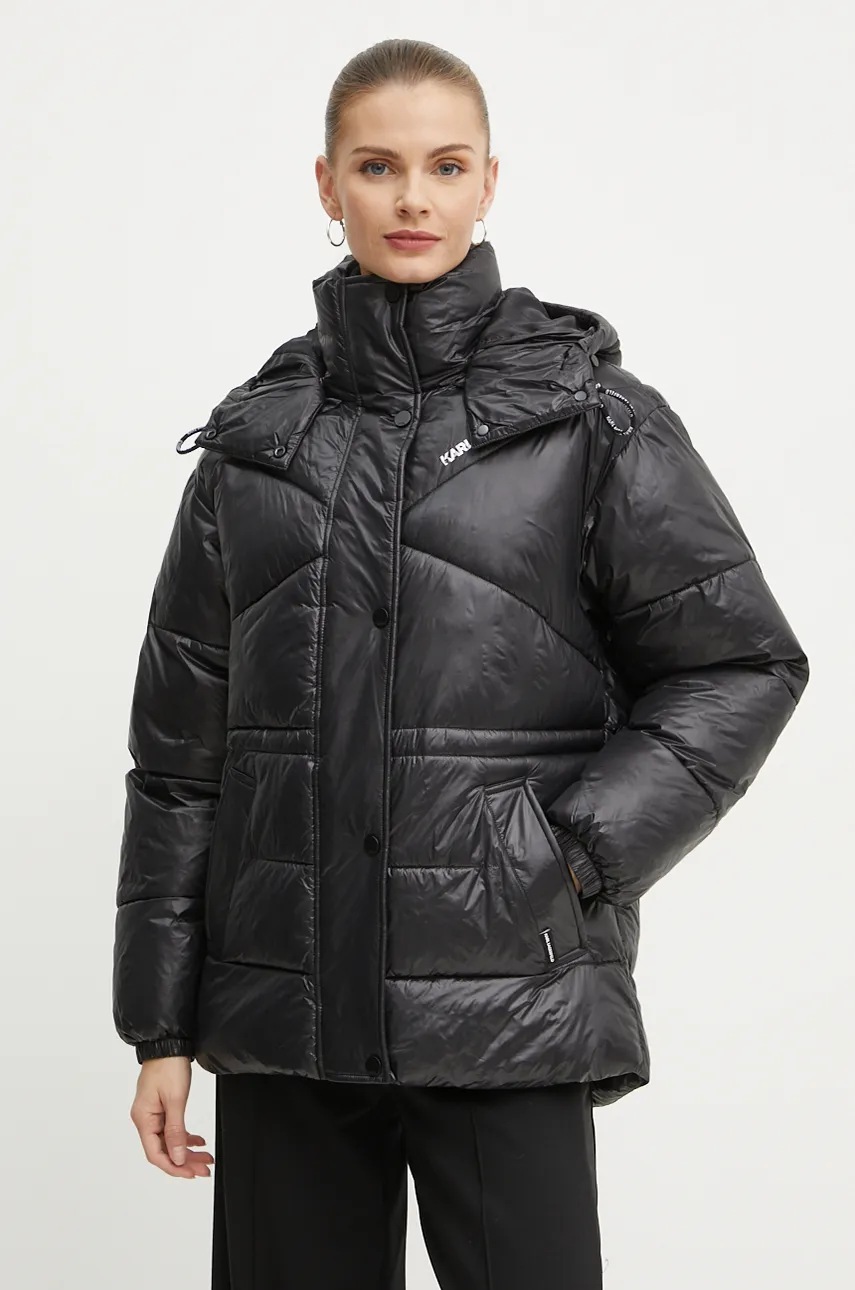 Karl Lagerfeld geaca femei, culoarea negru, de iarna, 246W1510