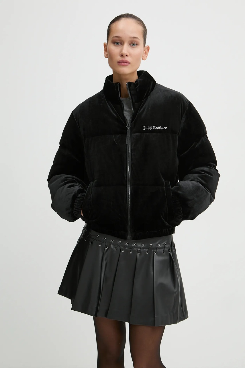 Велюровая куртка Juicy Couture MARGO PUFFER цвет чёрный зимняя JCOIJ224556