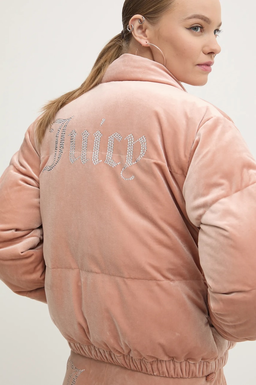 Juicy Couture jachetă de catifea MARGO PUFFER culoarea maro, de iarna, JCOIJ224556 Juicy Couture jachetă de catifea MARGO PUFFER culoarea maro, de iarna, JCOIJ224556