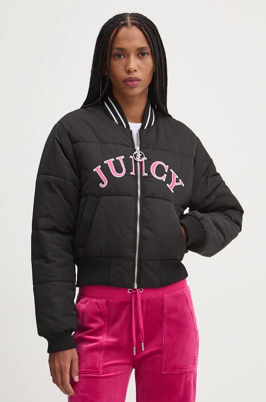 Juicy Couture geaca bomber KELSEY PUFFER femei, culoarea negru, de tranzitie, JCOIJ224557 Juicy Couture geaca bomber KELSEY PUFFER femei, culoarea negru, de tranzitie, JCOIJ224557