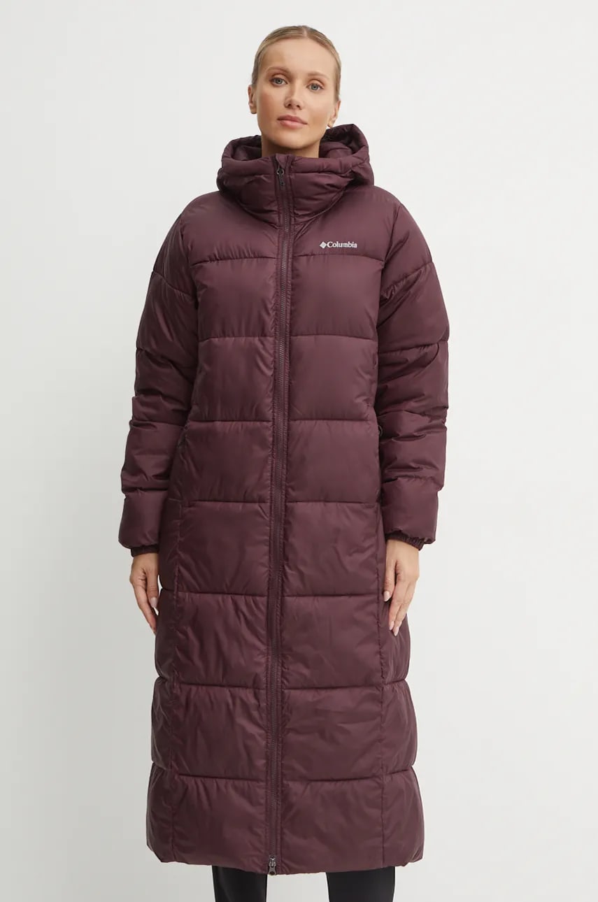 Columbia geaca Puffect femei, culoarea bordo, de iarna, 2088451 Columbia geaca Puffect femei, culoarea bordo, de iarna, 2088451