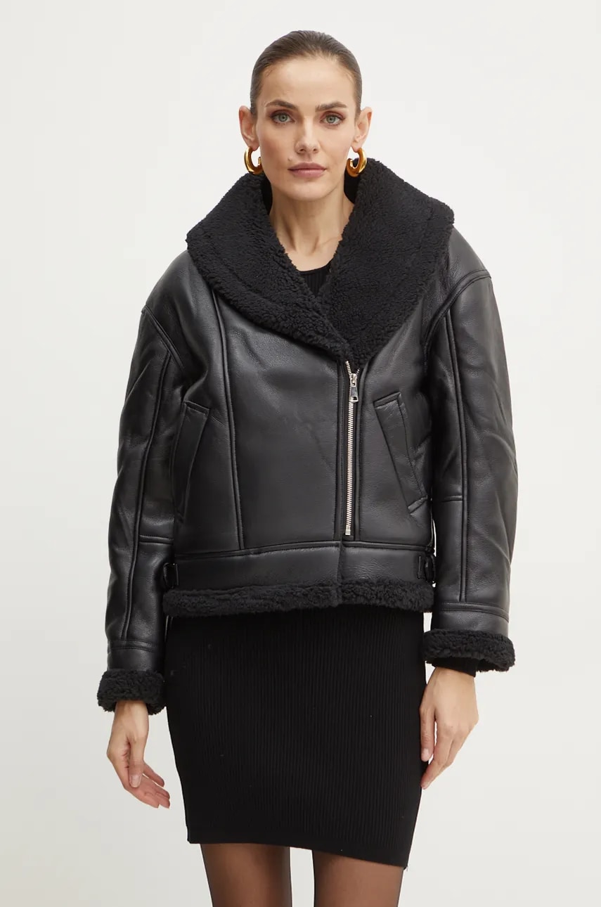 Bardot geaca DASHA femei, culoarea negru, de tranzitie, oversize, 59469JB