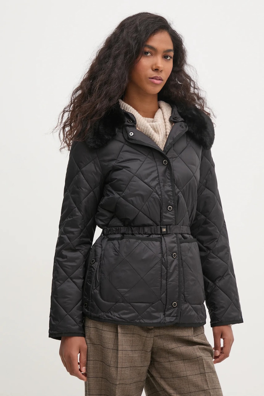 Pedro del Hierro geaca femei, culoarea negru, de tranzitie, 8578550 Pedro del Hierro geaca femei, culoarea negru, de tranzitie, 8578550