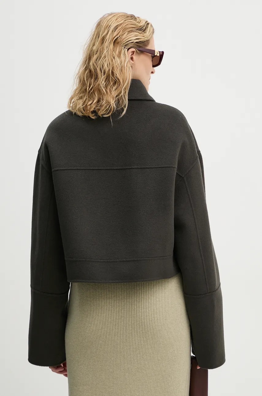 Μάλλινο μπουφάν Nanushka NEVELLE χρώμα: γκρι, NW24PFSG27197 φωτογραφία