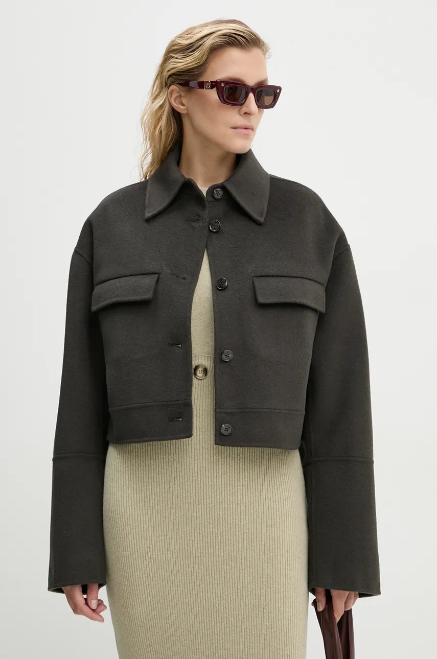 Μάλλινο μπουφάν Nanushka NEVELLE χρώμα: γκρι, NW24PFSG27197 φωτογραφία