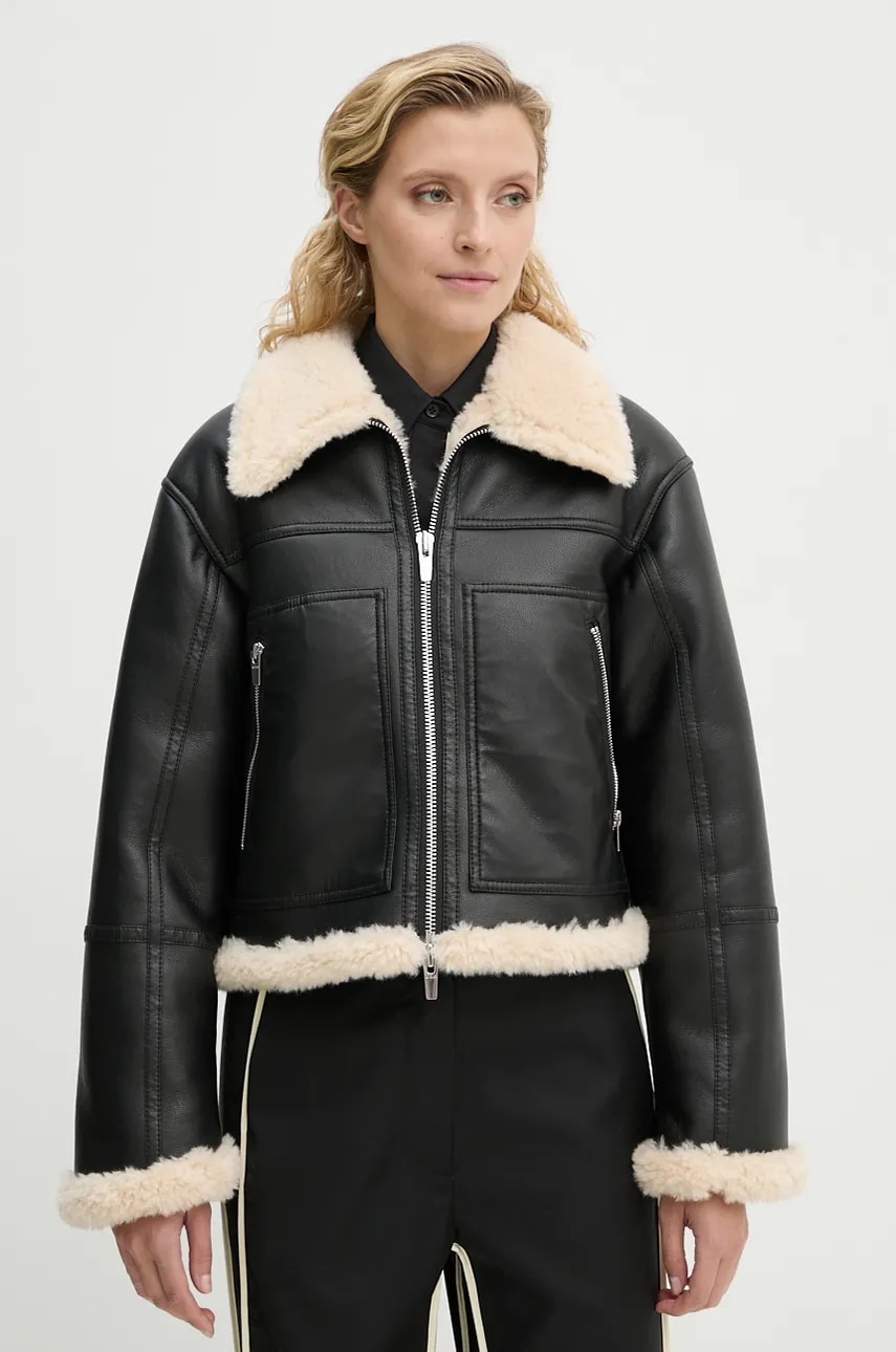 A.L.C. geacă Avery femei, culoarea negru, de tranzitie, oversize, 1JAKT00876 A.L.C. geacă Avery femei, culoarea negru, de tranzitie, oversize, 1JAKT00876