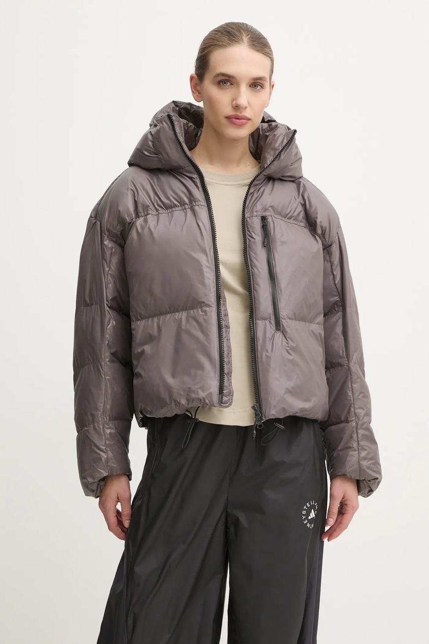 adidas by Stella McCartney geaca femei, culoarea maro, de iarna, IW9841