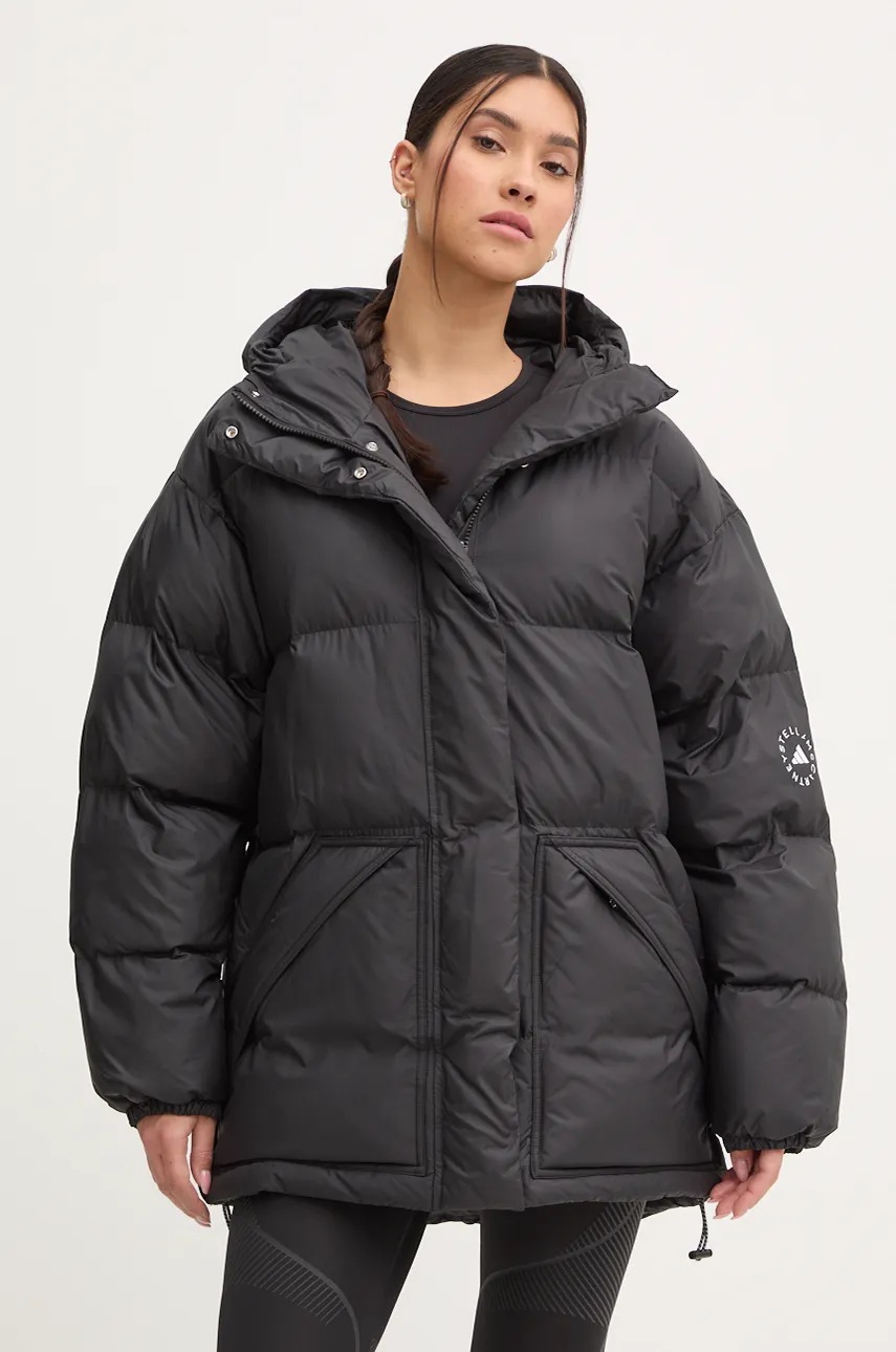 adidas by Stella McCartney geacă cu două fețe femei, culoarea negru, de iarnă, oversize, IW9844
