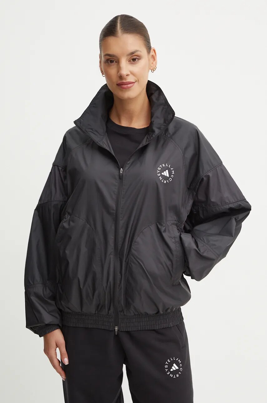 adidas by Stella McCartney windbreaker culoarea negru, de tranziție, oversize, JF8728