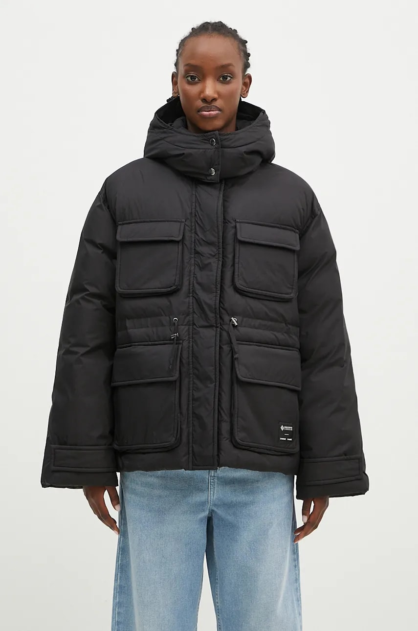 Samsoe Samsoe geacă Sahanna femei, culoarea negru, de iarna, oversize, F24300003 Samsoe Samsoe geacă Sahanna femei, culoarea negru, de iarna, oversize, F24300003