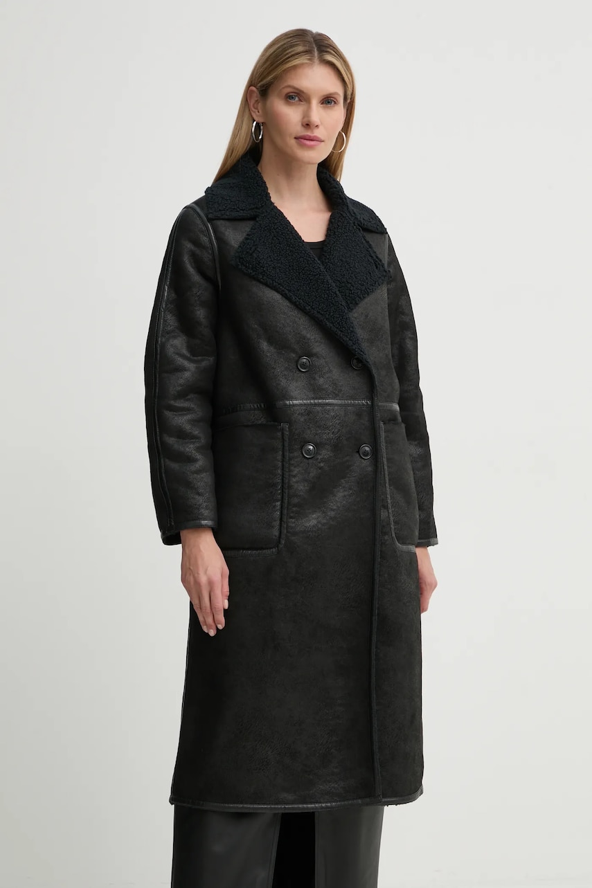 Levi's palton cu doua fete femei, culoarea negru, de tranzitie, oversize, A9353 Levi's palton cu doua fete femei, culoarea negru, de tranzitie, oversize, A9353