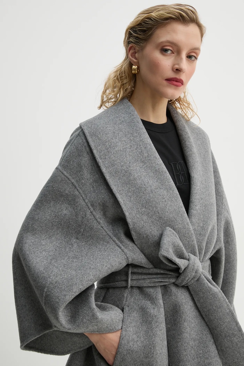 Вовняне пальто By Malene Birger MARGITH колір сірий перехідне oversize 103187 