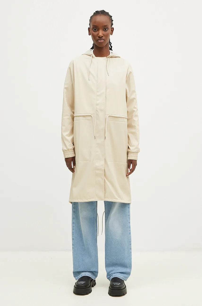 Rains geacă String W Parka W3 femei, culoarea bej, de tranzitie, 18550.95 Rains geacă String W Parka W3 femei, culoarea bej, de tranzitie, 18550.95