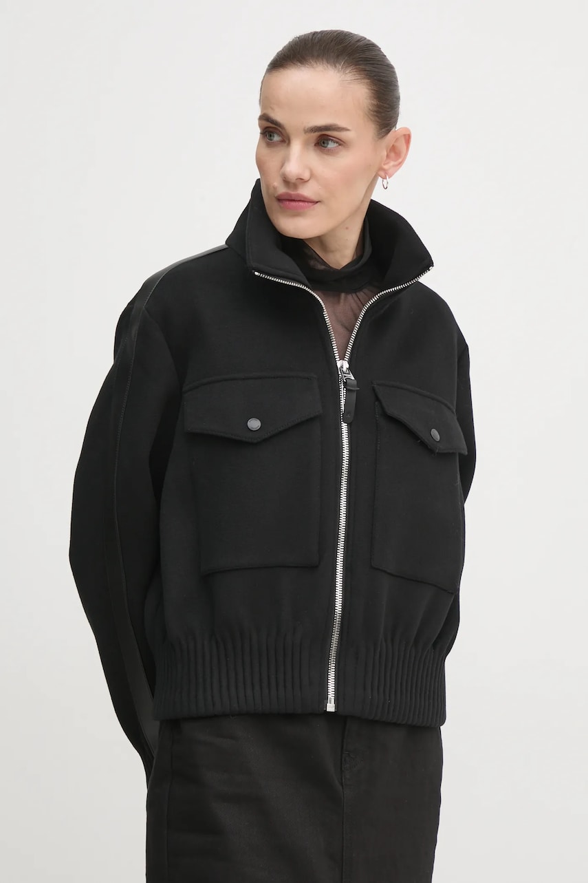 MACKAGE geacă de lână culoarea negru, de tranziție, PATTY MACKAGE geacă de lână culoarea negru, de tranziție, PATTY