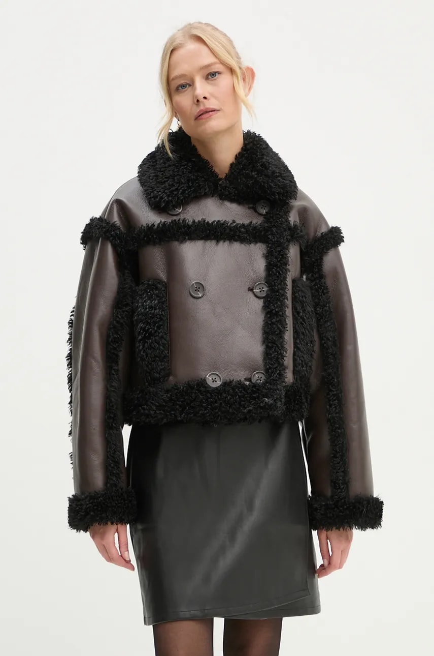 Stand Studio geaca Kristy Jacket femei, culoarea maro, de tranzitie, 61090-9010