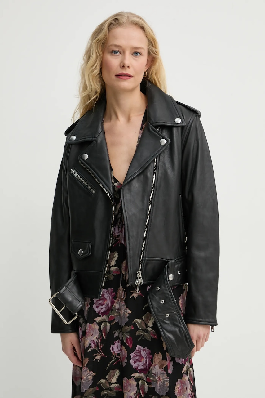 Stand Studio geaca ramones de piele ICON Biker Jacket femei, culoarea negru, de tranzitie, 61792-7030 Stand Studio geaca ramones de piele ICON Biker Jacket femei, culoarea negru, de tranzitie, 61792-7030