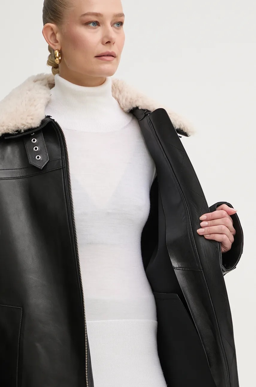 Шкіряна куртка Stand Studio Emelia Jacket жіноча колір чорний перехідна oversize 62271-7540 