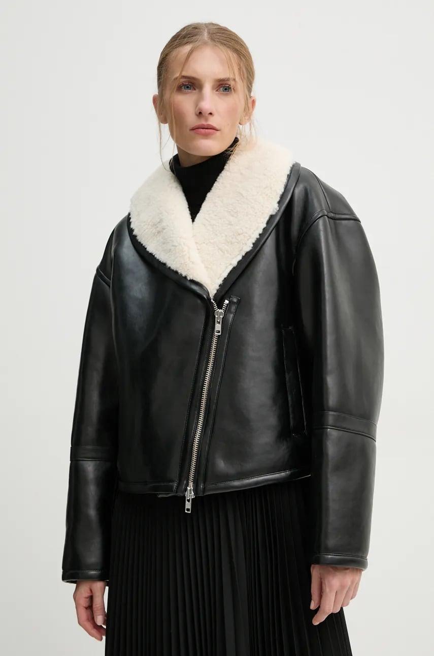 Stand Studio geaca Leonora Jacket femei, culoarea negru, de tranzitie, oversize, 66325-9132