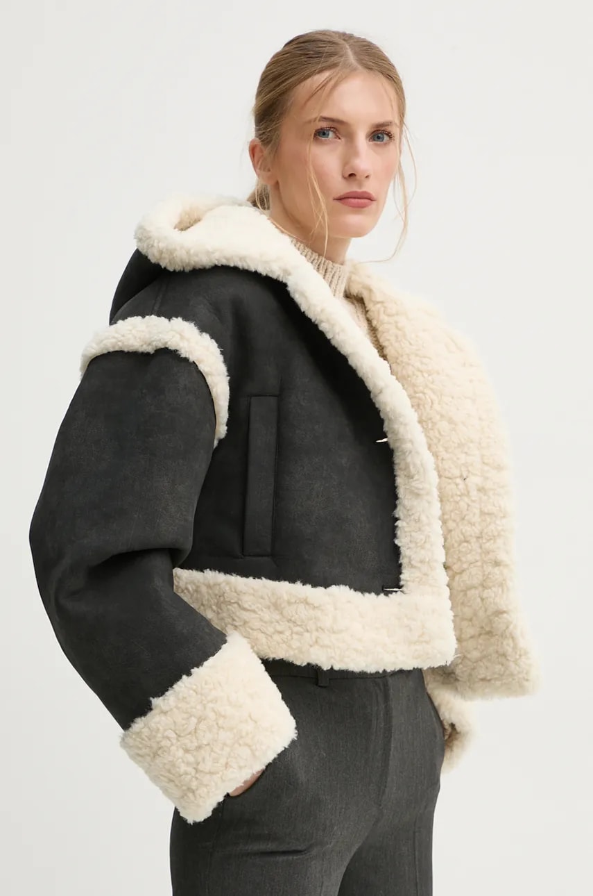 Stand Studio geaca London Jacket femei, culoarea negru, de tranzitie, oversize, 66341-9142 Stand Studio geaca London Jacket femei, culoarea negru, de tranzitie, oversize, 66341-9142